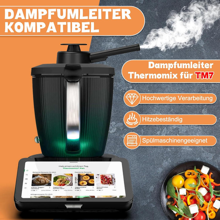 SelfTek Dampfumleiter für Thermomix TM7 - Dampfumleitung Zubehör mit Geschütztem Überlaufschutz, Dam