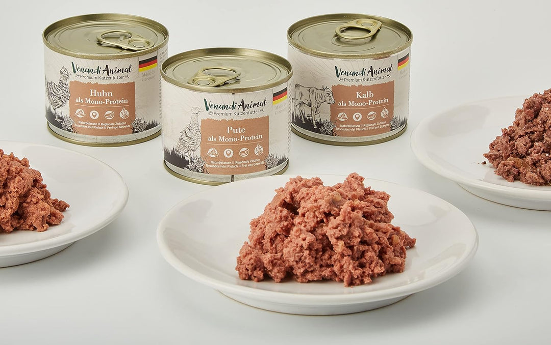 Venandi Animal Premium Nassfutter für Katzen, Probierpaket - 6 x 400 g, 2.4 kg &amp; Premium Nassfutter