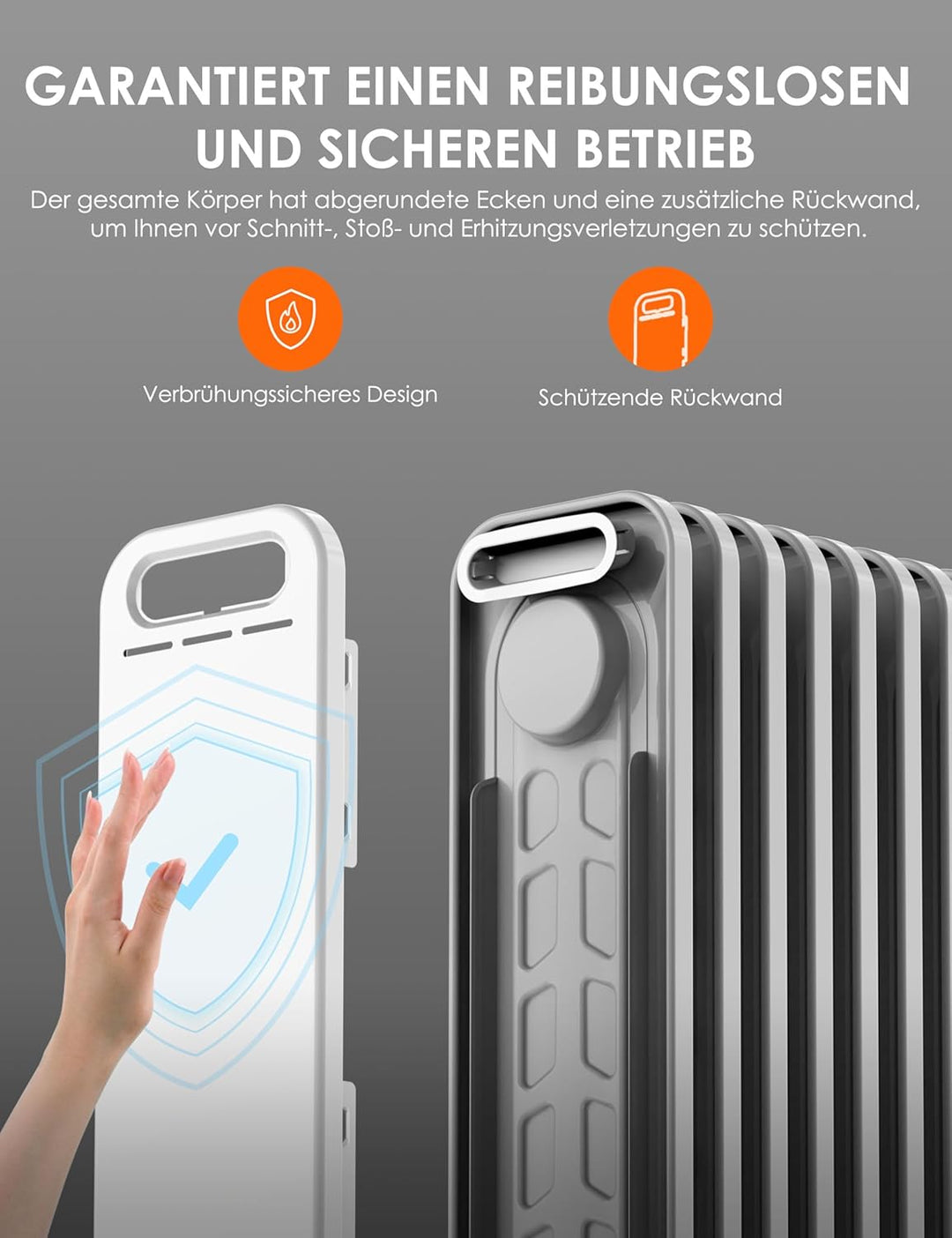 Midea NY2009-24UR Ölradiator, Mobile Elektroheizung 9 Rippenmit Fernbedienung und LED Touchscreen，Ra