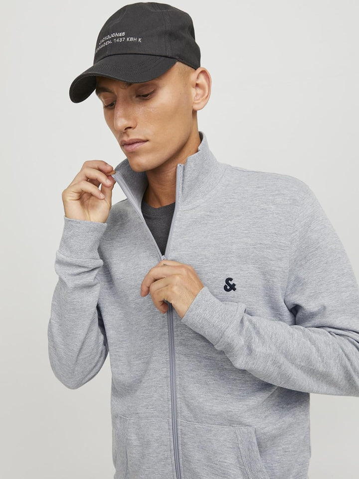 JACK & JONES Male Sweatshirt mit Reissverschluss Logo Sweatshirt mit Reissverschluss, Light Grey Mel