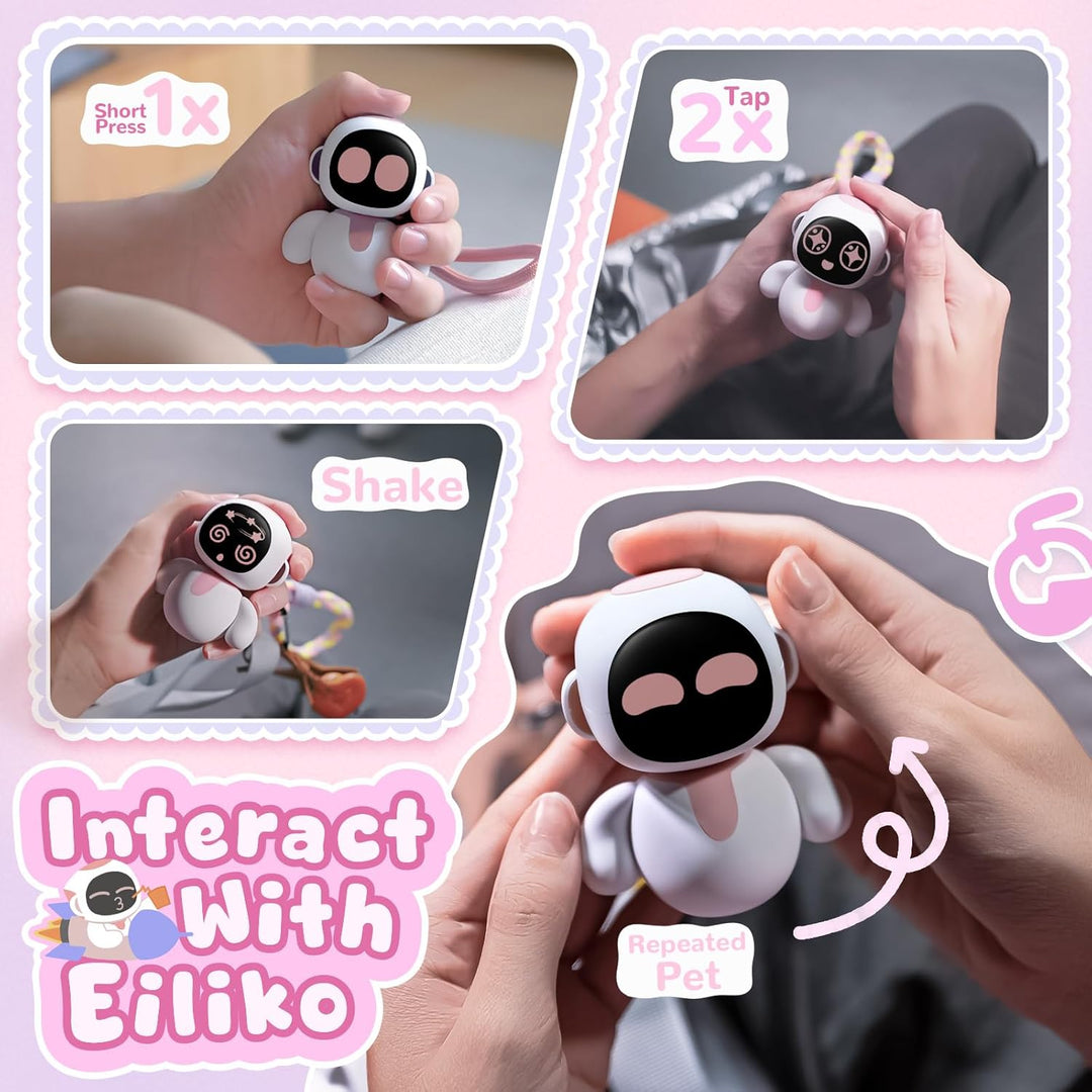 Eiliko Coral Pink + Austauschbarer Themenkörper, zufällig 1/8 – Ihr kleiner AI-Charm-Roboter, der je