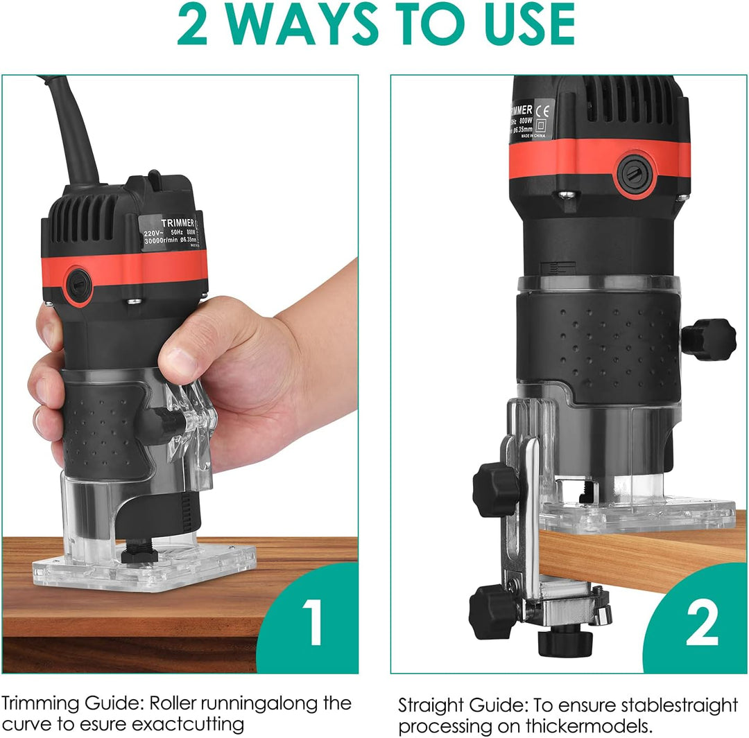 Yontwe Kompaktes Holz Router Werkzeug Tragbarer Handrouter Holzbearbeitung mit 15 Stück Router Bits