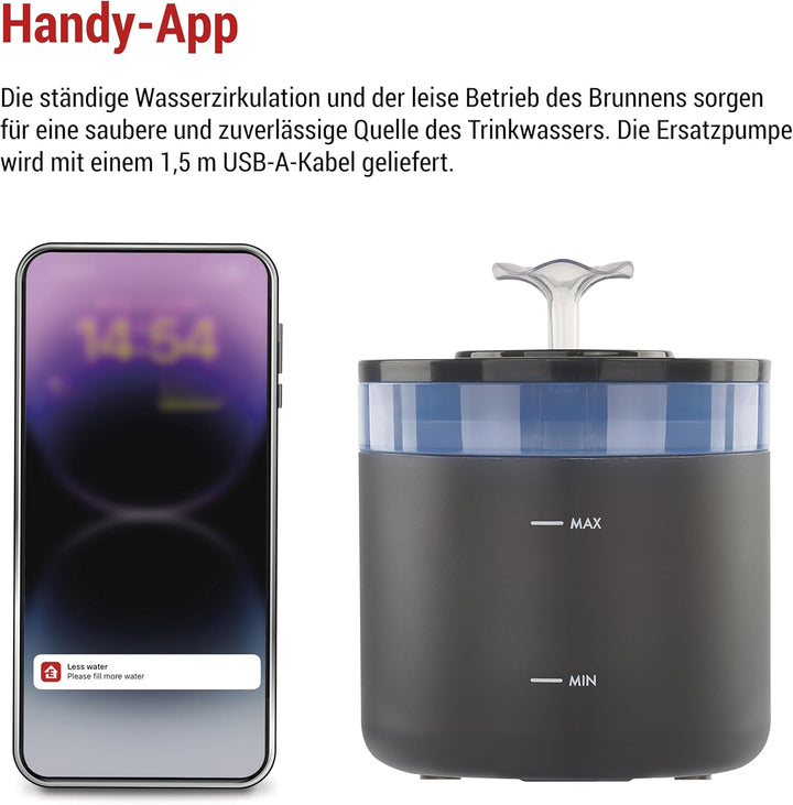 EMOS - GoSmart Katzenbrunnen 2,6 l mit Filtrationssytem - WLAN Pet Care Trinkbrunnen für Hund und Ka