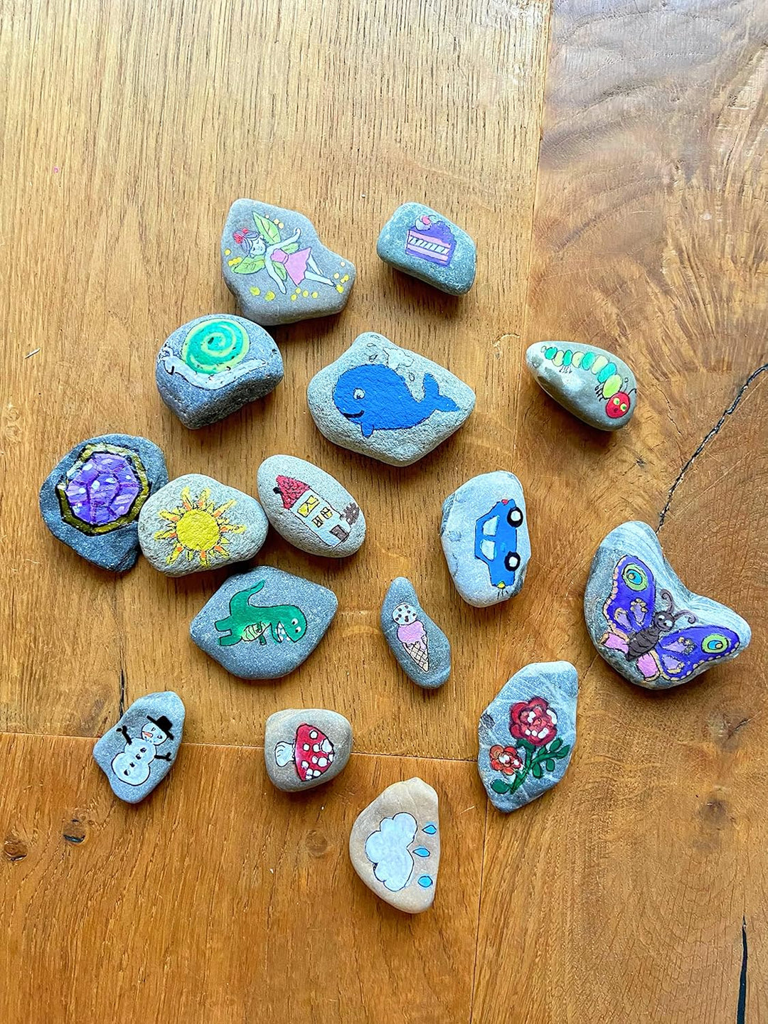 Erzählsteine, Geschichtensteine, Story Stones nach Montessori, Geschichtensäckchen (8) handbemalt, 8