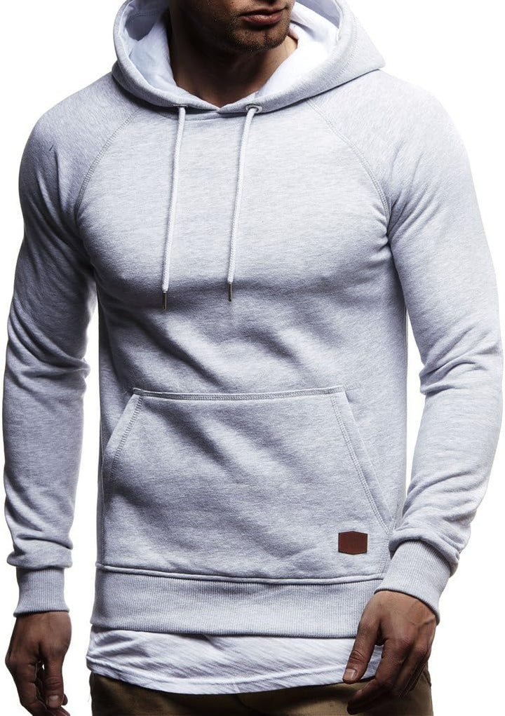 Leif Nelson Herren Pullover Hoodie Kapuzenpullover Longsleeve Basic Sweatshirt Sweater LN8153 S Grau