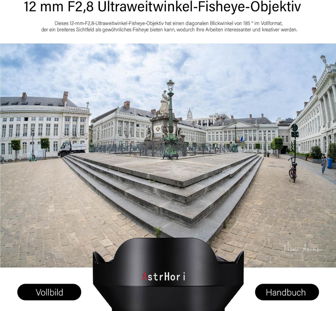 AstrHori 12 mm F2.8 Vollformat Manuelles Fisheye-Objektiv 185 ° Ultra-Weitwinkelobjektiv für Leica/P