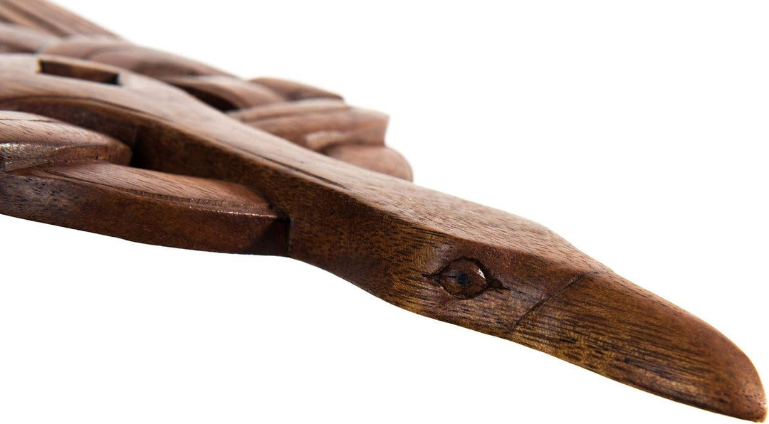 Windalf Wandbild Hugin 30 cm Wikinger Rabe Raben Deko Vikings Handarbeit aus Holz