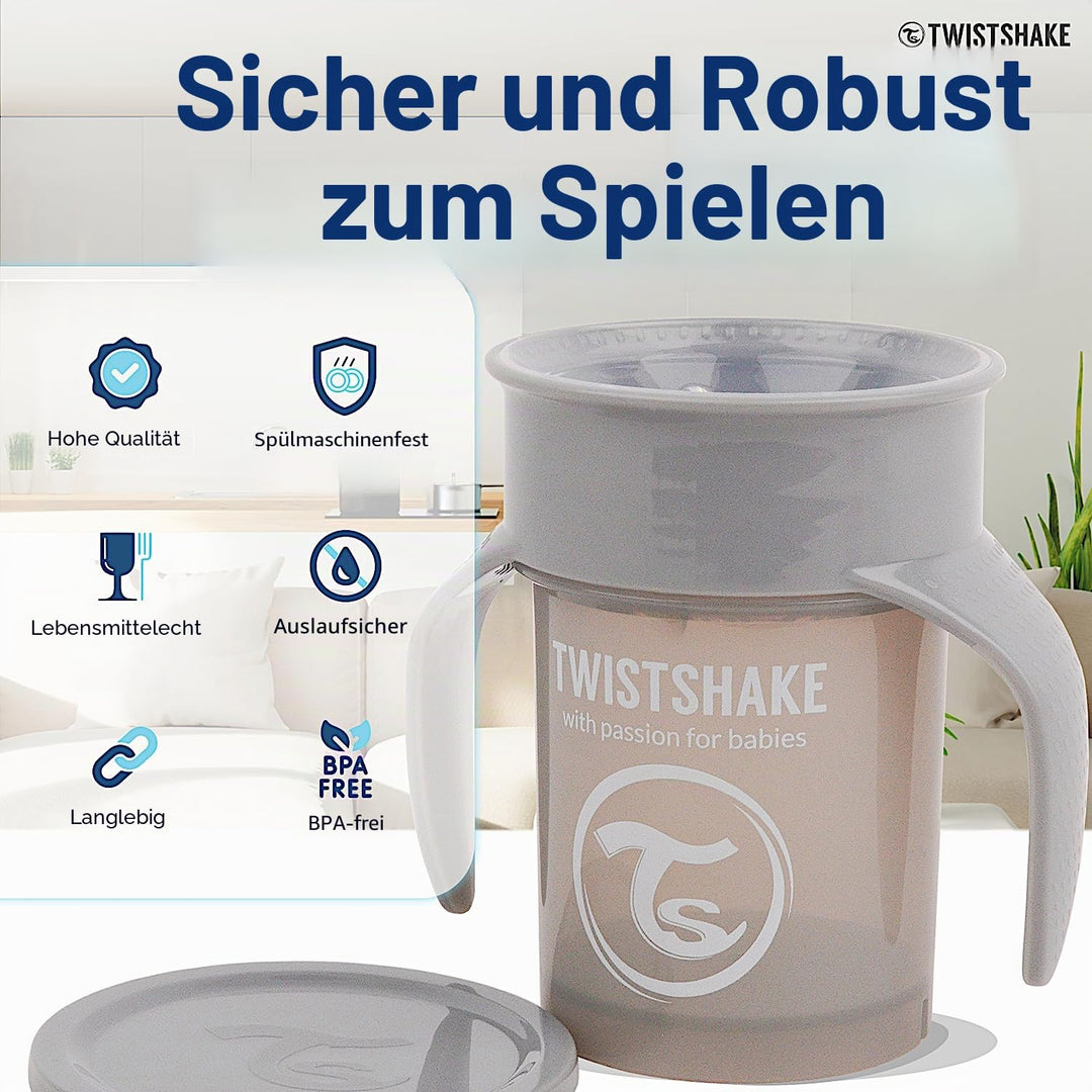 Twistshake Trinkbecher-Set - 3-teilig | 2x Becher 360-1x Minibecher | Auslaufsicherer Kinderbecher |