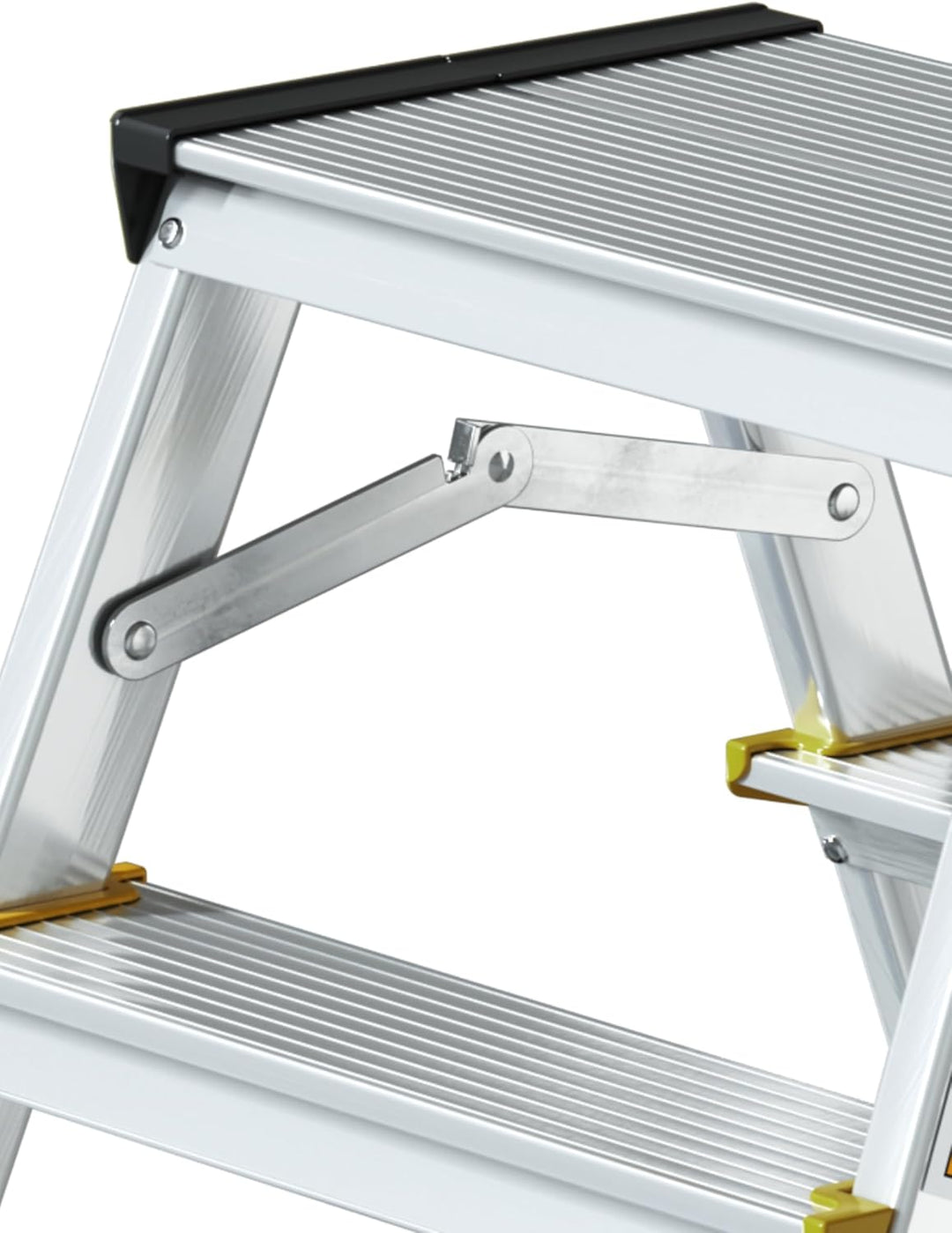 DRABEST Alu Leiter Klappbar 2 x 2 Stufen Zweiseitige Klappleiter Doppelstufenleiter max 150 kg TÜV Z