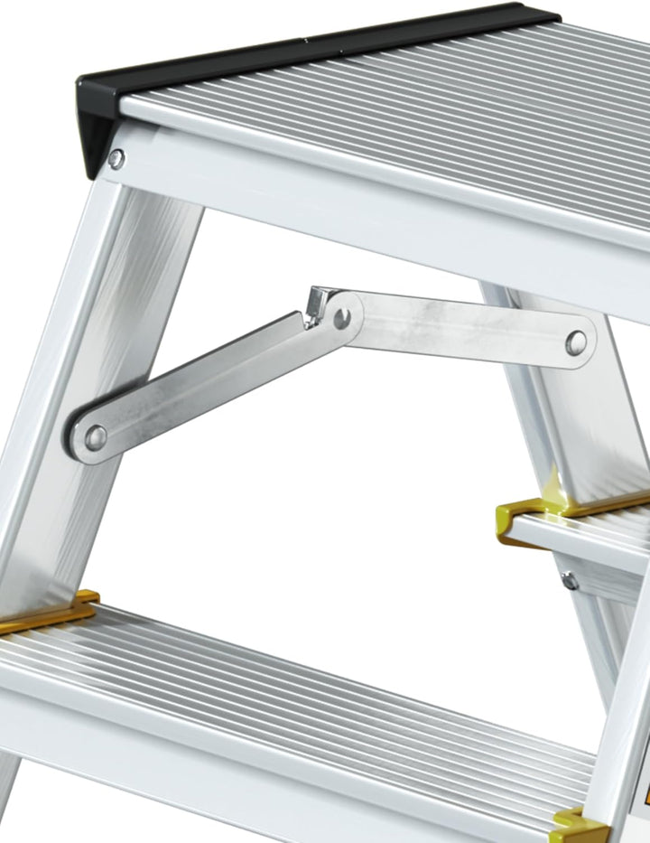 DRABEST Alu Leiter Klappbar 2 x 2 Stufen Zweiseitige Klappleiter Doppelstufenleiter max 150 kg TÜV Z