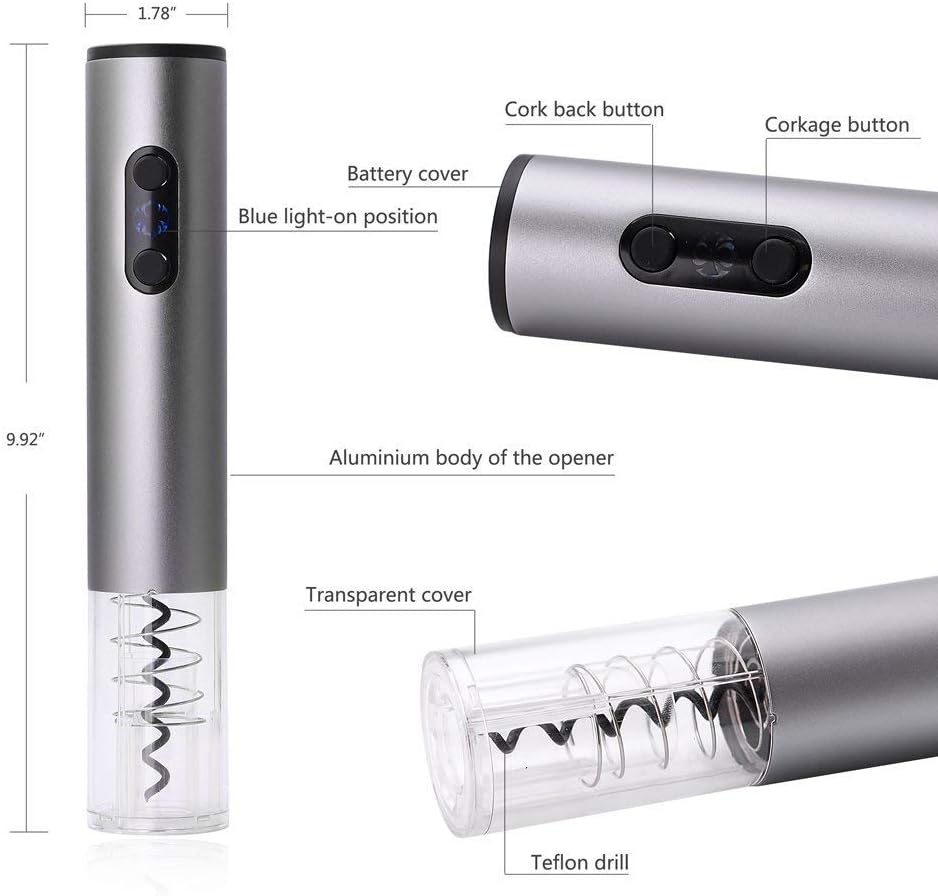 Elektrischer Korkenzieher, Bi-Komfort, Automatischer Flaschenöffner, Elektrischer Weinöffner, Automa
