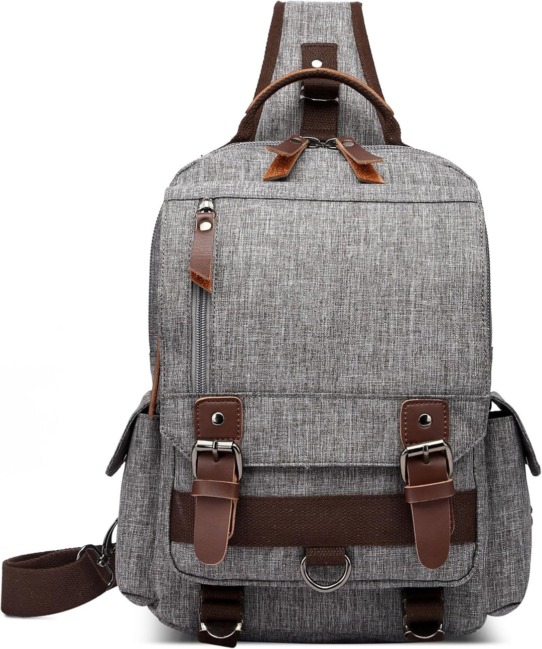 DORRISO Retro Brusttasche Herren Mode Grosse Kapazität Schultertasche für 10,9 Zoll iPad mit Griff M