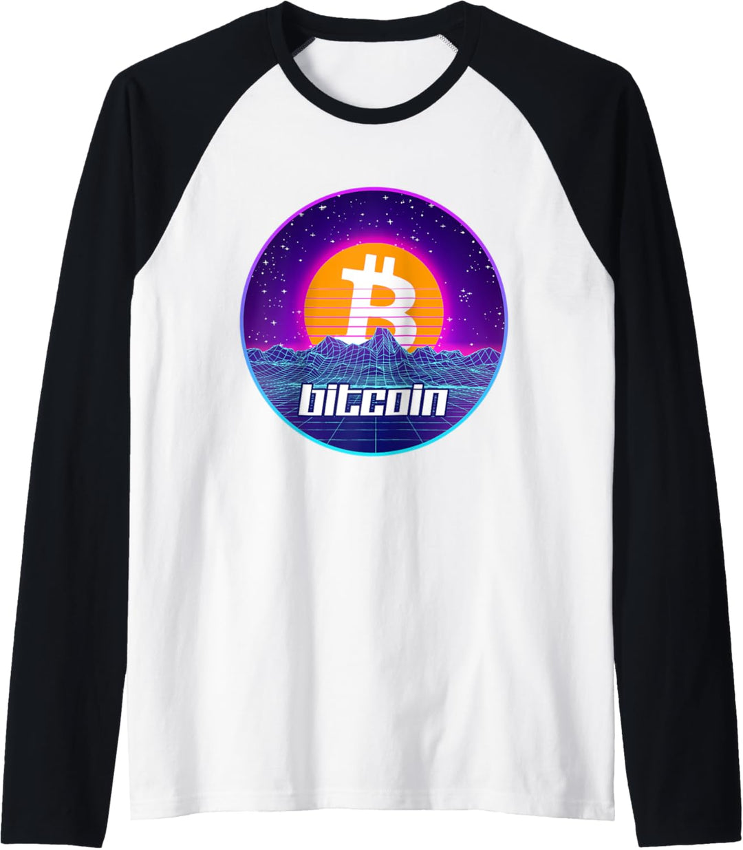 Bitcoin Cryptocurrency Digital Crypto BTC Retro Vaporwave Raglan