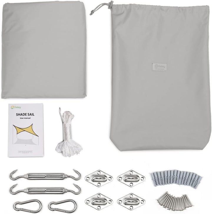 Sekey Sonnensegel Wasserdicht 2x3m Rechteckig mit Edelstahl Befestigungs Kit PES Polyester, Sonnensc
