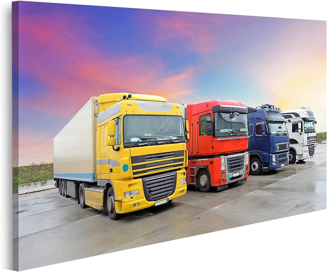 islandburner Bild auf Leinwand LKW Kinderzimmer Bilder Wandbilder Poster Leinwand 100x57cm, Leinwand