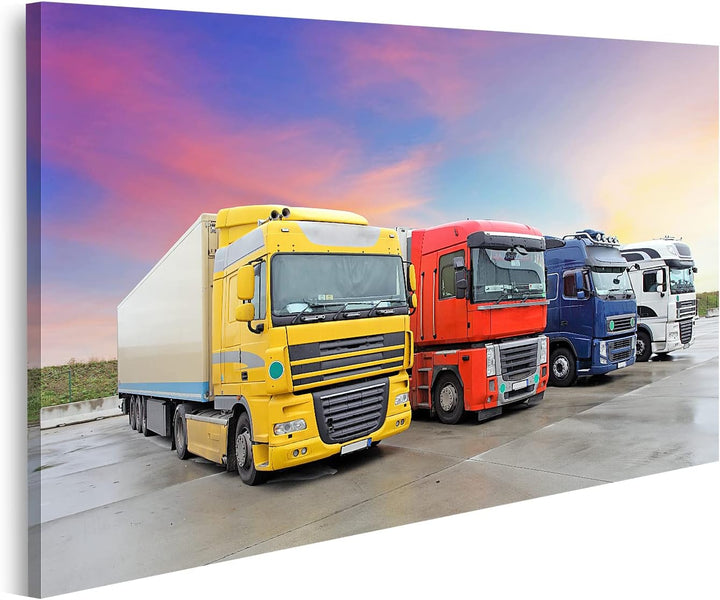 islandburner Bild auf Leinwand LKW Kinderzimmer Bilder Wandbilder Poster Leinwand 100x57cm, Leinwand