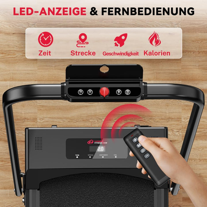 HomeFitnessCode Laufband Klappbar mit Neigung - Walking Pad für Zuhause Klein Laufpad mit Steigung W