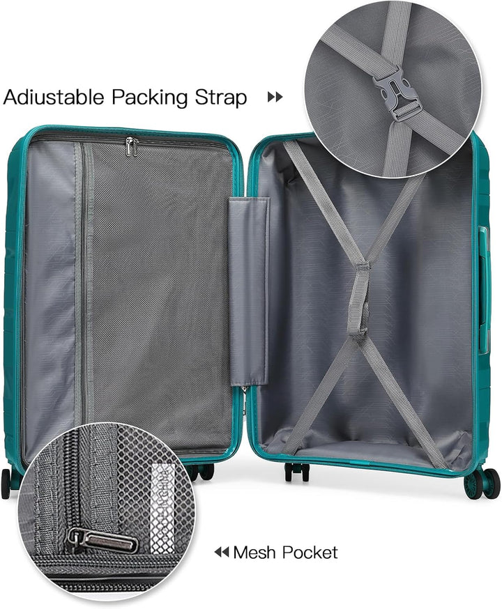 KONO Koffer Trolley 55cm Reisekoffer Leicht Hartschalenkoffer mit TSA Schloss Zwillingsrollen Rollko