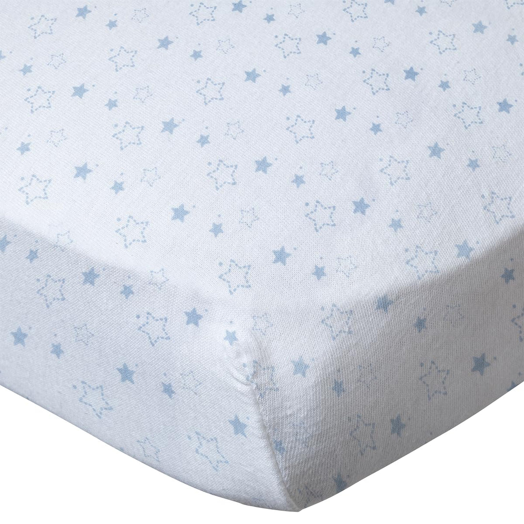 BabyCalin - 2er Set Spannbettlaken Blauer Stern 70x140x17cm Blauer/Stern 70x140 cm (2er Pack), Blaue