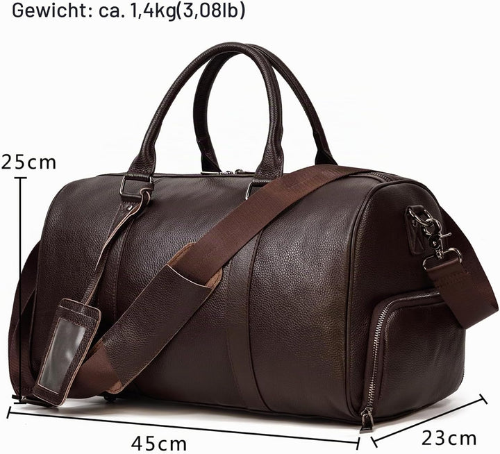 Leder Reisetasche grosse Kapazität Duffel Gepäcktasche mit Schuhfach, Männer Frauen Umhängetasche fü
