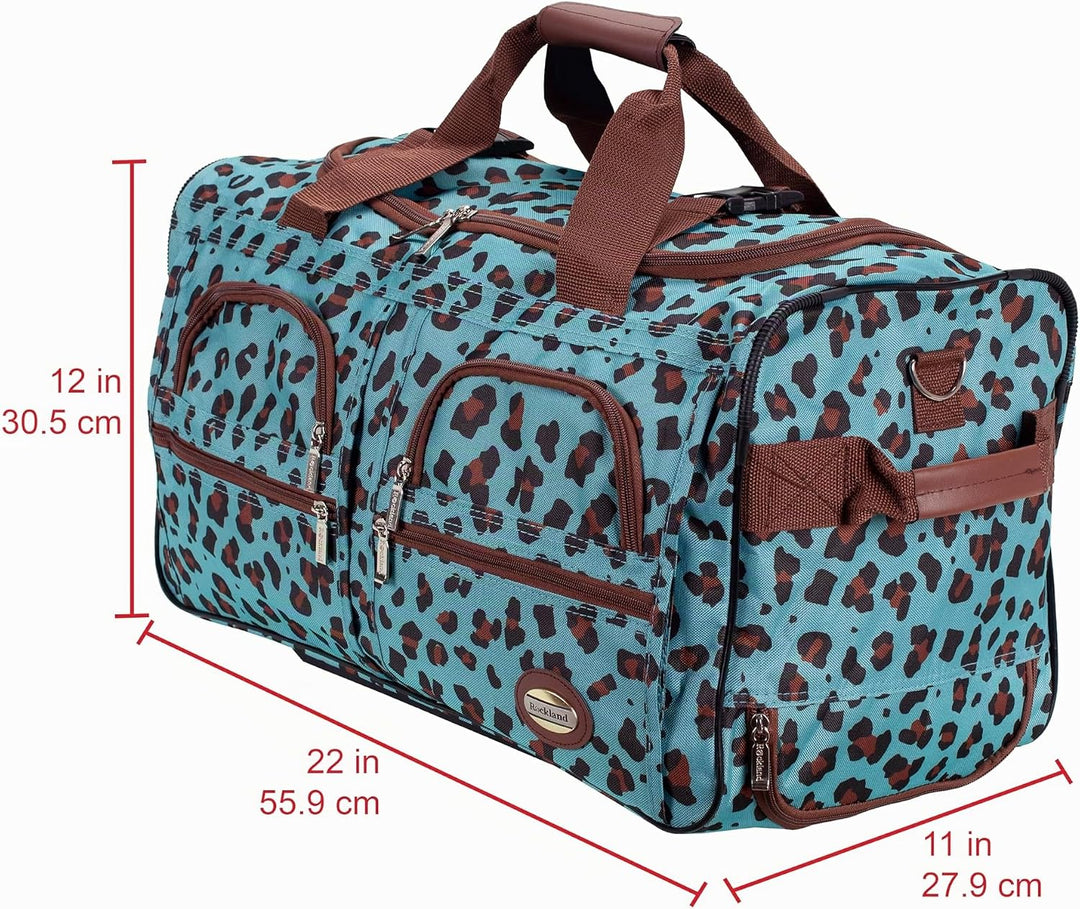 Rockland Reisetasche mit Rollen, Blauer Leopard, 22-Inch, Reisetasche mit Rollen 22-Inch Blauer Leop