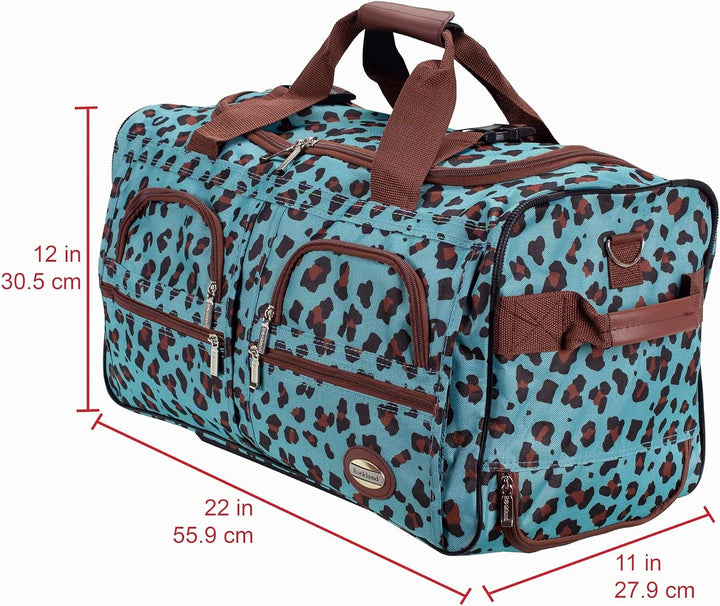 Rockland Reisetasche mit Rollen, Blauer Leopard, 22-Inch, Reisetasche mit Rollen 22-Inch Blauer Leop