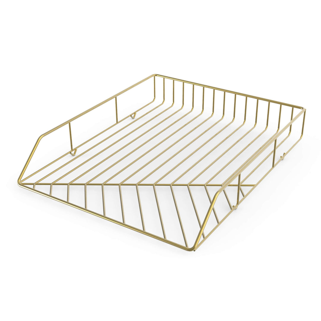 U Brands 3233U03-12 Papierablage aus Metall, Briefgrösse, Schreibtischzubehör, Vena-Kollektion, gold