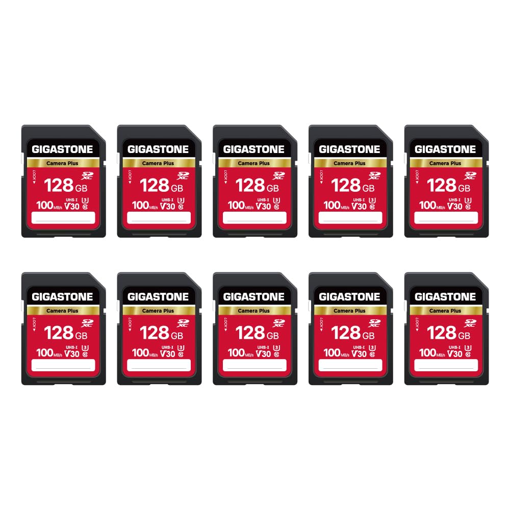 GIGASTONE Kamera Plus 128GB SDXC Speicherkarte 10er-Pack bis zu 100 MB/s für Digitalkameras Canon So