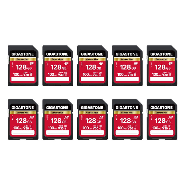 GIGASTONE Kamera Plus 128GB SDXC Speicherkarte 10er-Pack bis zu 100 MB/s für Digitalkameras Canon So