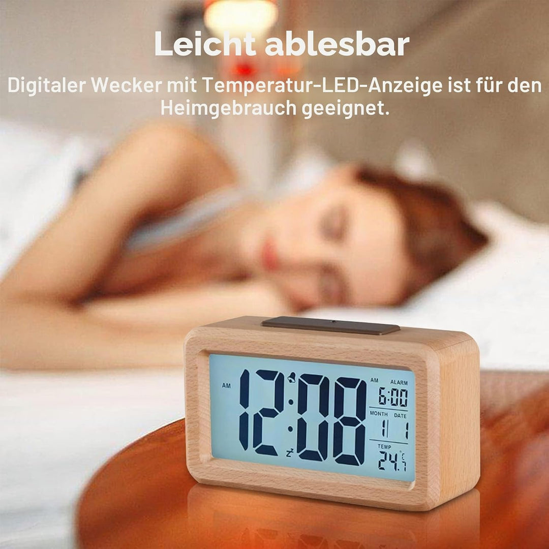 HERCHR Radiowecker Funkuhr Digital, Digital Uhr, Funkwecker Digital Mit Batterie, Wecker Digital, Ti