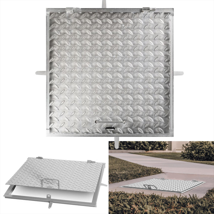 STREND PRO Schachtabdeckung 60x60 cm - 3mm Metall Schachtdeckel 600x600 | Begehbar, UV-beständig, Ab