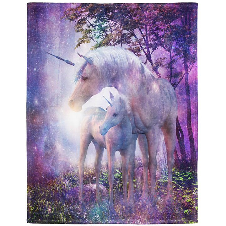 YISUMEI Decke 125x150 cm Kuscheldecken Sanft Flanell Weich Fleecedecke Fantasy Forest Einhorn Lila C