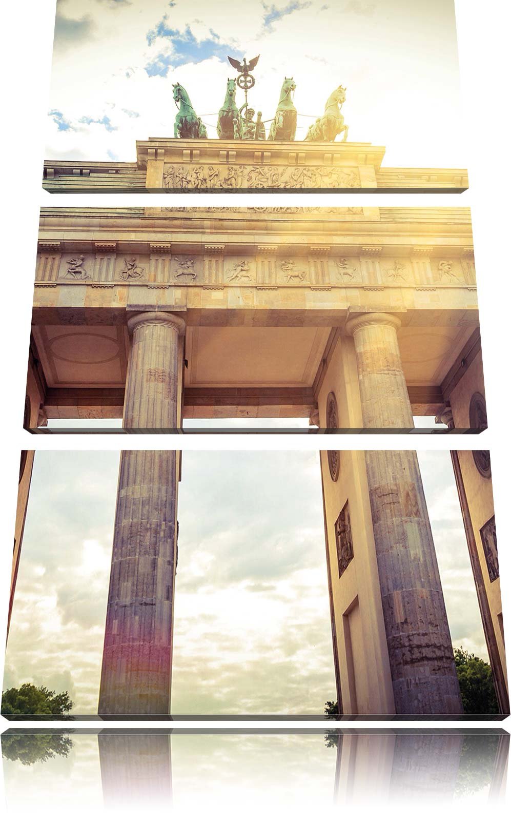 Pixxprint Brandenburger Tor Berlin als Leinwandbild/Grösse: 3 Teilig (120x80 cm) cm/Wandbild/Kunstdr