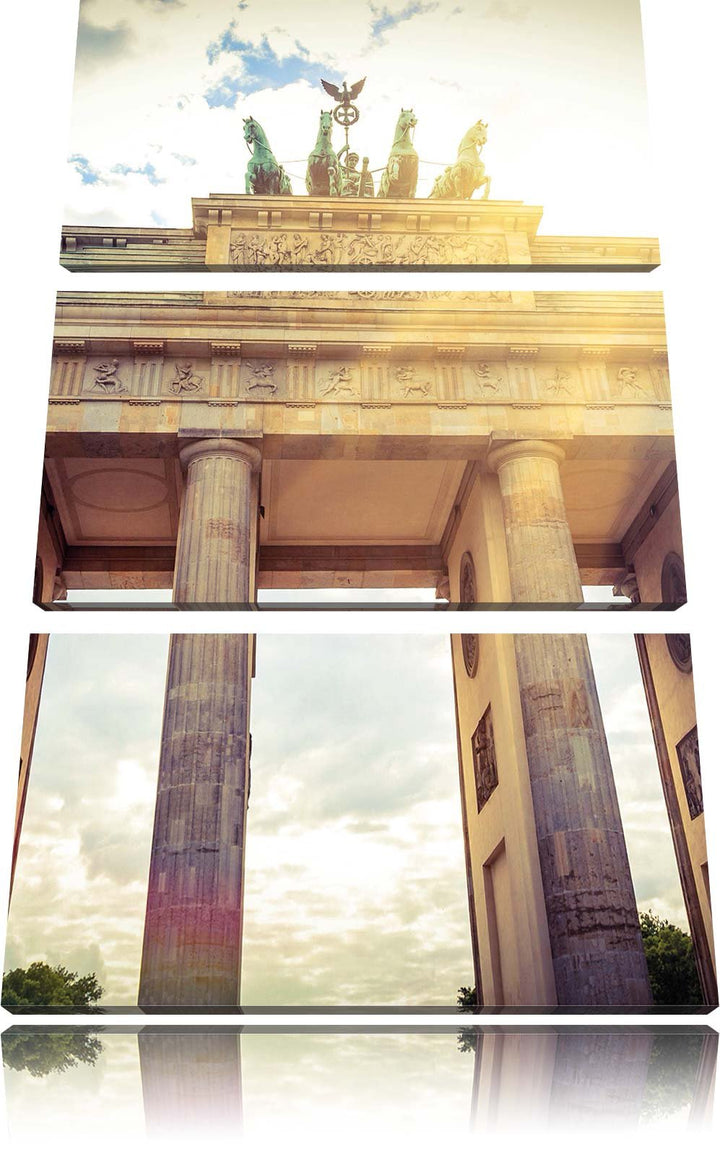 Pixxprint Brandenburger Tor Berlin als Leinwandbild/Grösse: 3 Teilig (120x80 cm) cm/Wandbild/Kunstdr