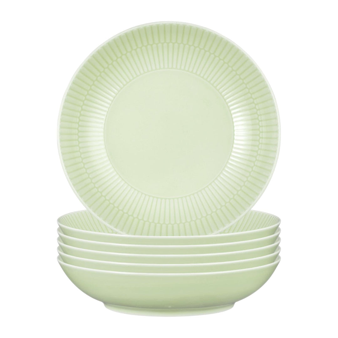 Seltmann Weiden Amina Seladon Suppenteller 6er Set, 21 cm, Tiefe Suppenschalen mit dezentem Relief-M