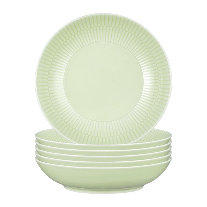 Seltmann Weiden Amina Seladon Suppenteller 6er Set, 21 cm, Tiefe Suppenschalen mit dezentem Relief-M