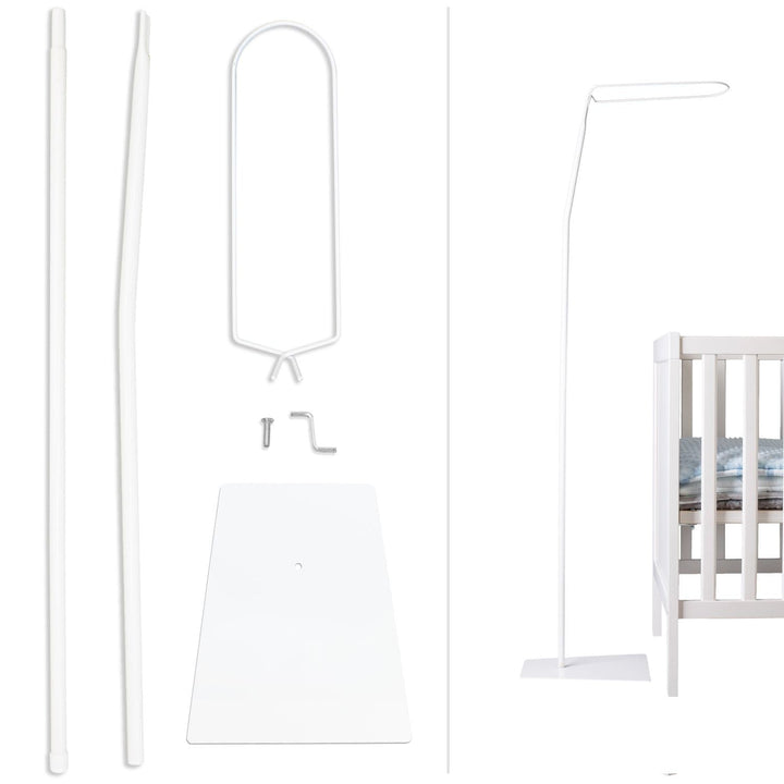 Babykajo Betthimmel Stange mit Standfuss - Freistehende Himmelstange für Babybetten. Gestell aus Met
