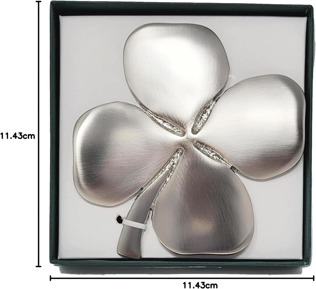 Exclusively Irish Kleeblatt Glücksklee Wandbehang mit Irischem Segen, Satiniertes Nickel 11x11 cm, S
