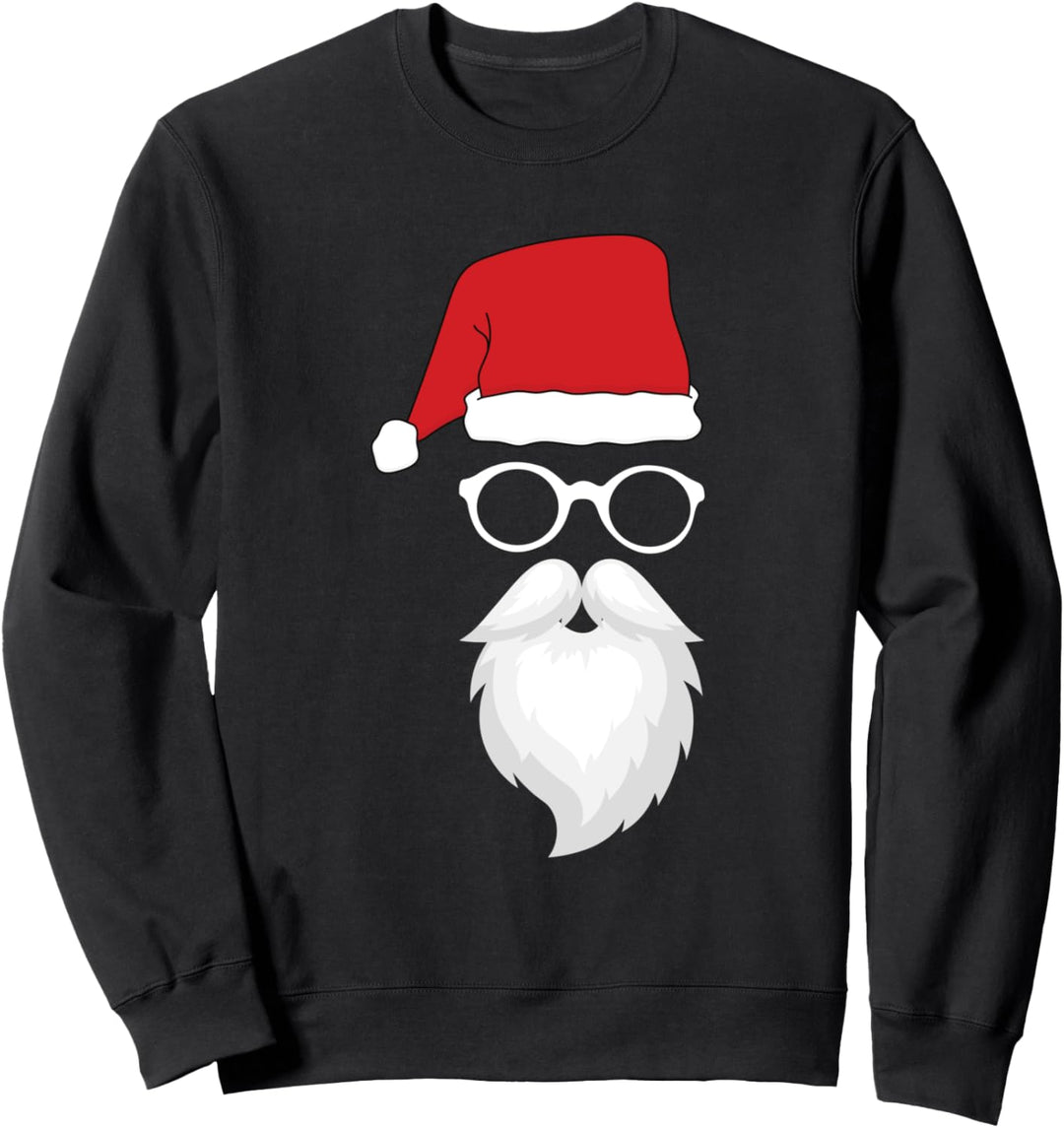 Weihnachtsmann Sonnenbrille Bart Mütze Santa Xmas Christkind Sweatshirt