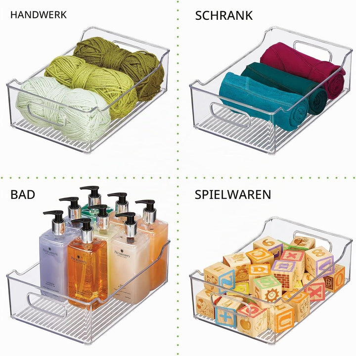 mDesign Aufbewahrungsbox für abgepackte Lebensmittel – Küchen Ablage mit offener Vorderseite und Gri