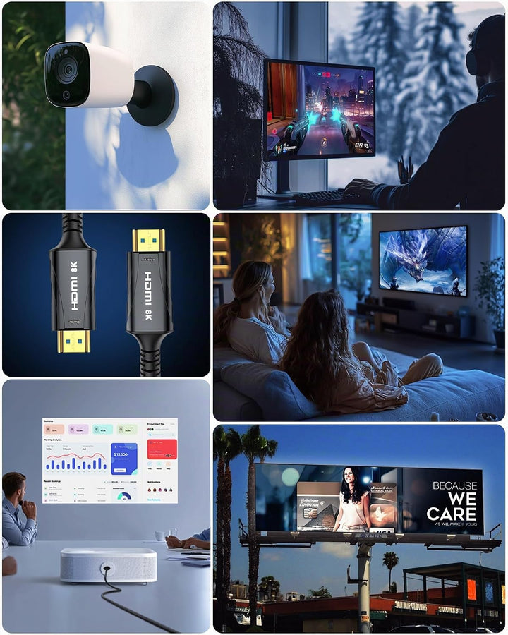 HDMI Glasfaser kabel 15m 8K - 48Gbps High Speed HDMI Kabel Unterstützung 8K 60Hz, 4K120Hz, HDCP 2.2&amp;