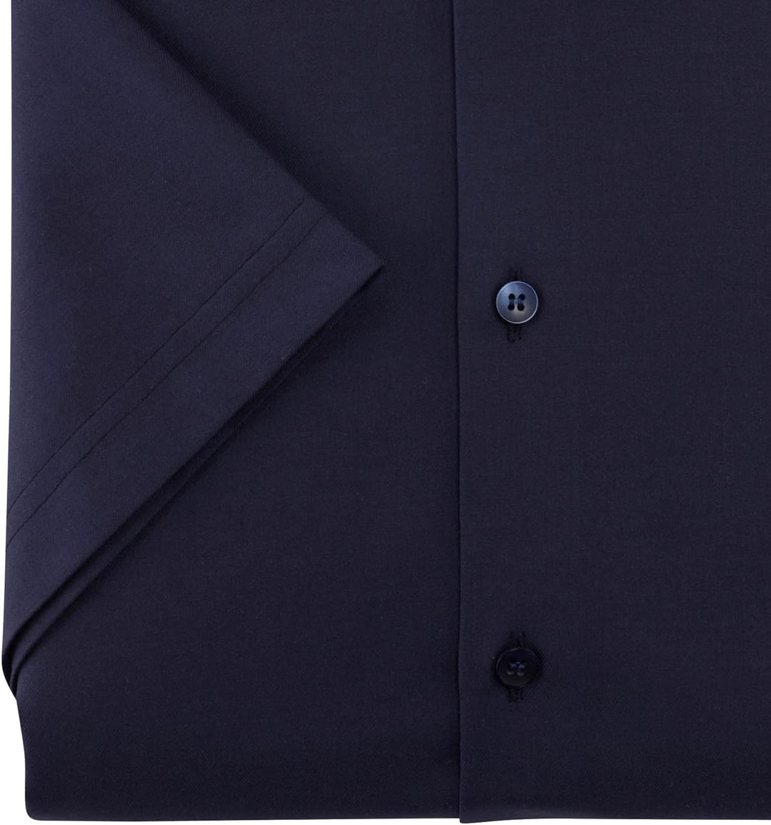 OLYMP Herren Businesshemd Kurzarm Level Five 24/Seven,Twill,Body fit,Modern Kent 38 Marine 18, 38 Ma