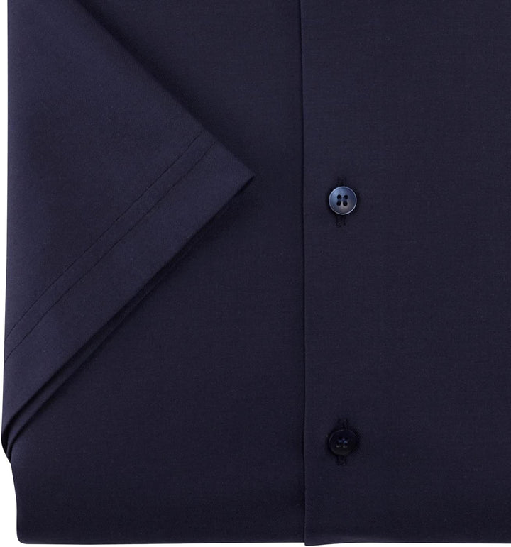 OLYMP Herren Businesshemd Kurzarm Level Five 24/Seven,Twill,Body fit,Modern Kent 46 Marine 18, 46 Ma