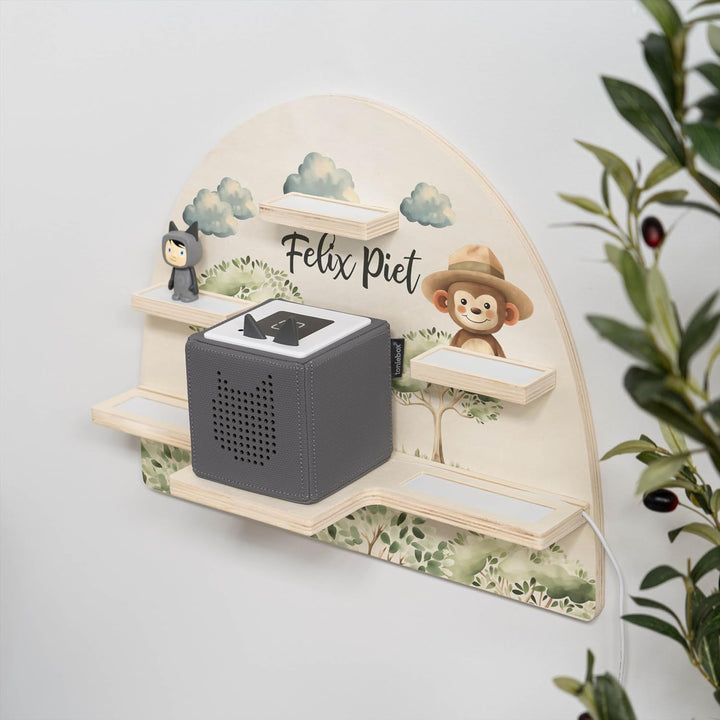 Geschenkfreude Personalisiertes Toniebox Regal für Kinderzimmer - Kinder Wandregal für Tonie Hörfigu