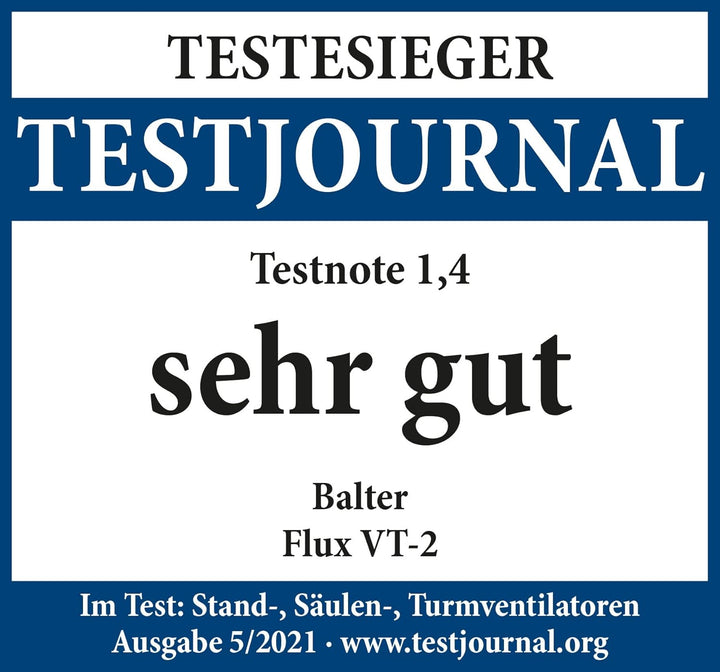 Balter Turmventilator mit Fernbedienung, 120 cm hoch, Leise, Testsieger, Ventilator, Standventilator