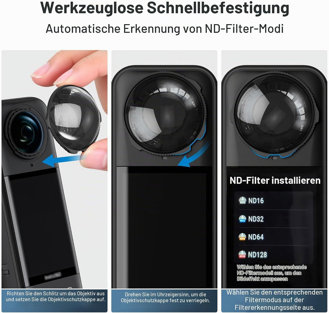 JJC ND Filter für Insta360 X5,Neutraldichtefilter ND 16 Filter für Insta 360 X5 Objektiv,ND16 Graufi