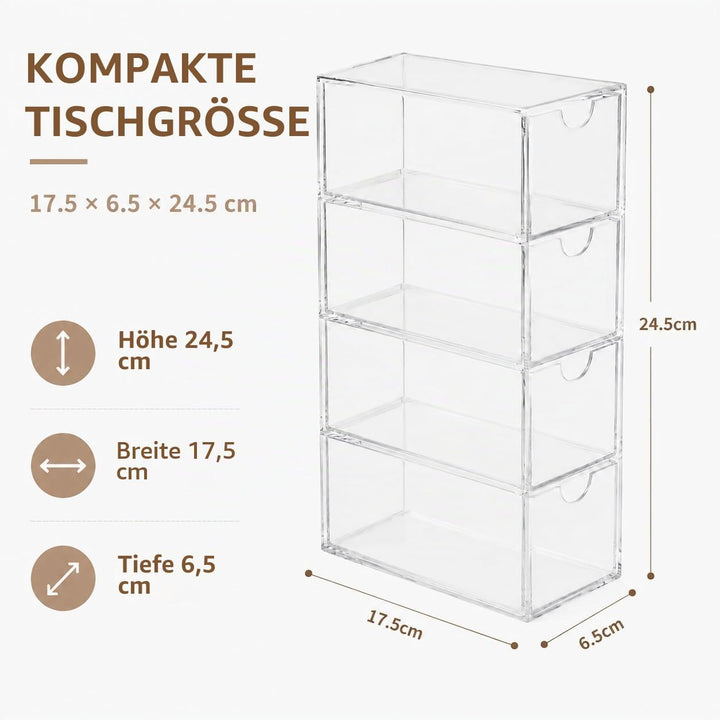 Acryl Stifthalter Organizer Durchsichtig Tee Box mit 4 Schubladen