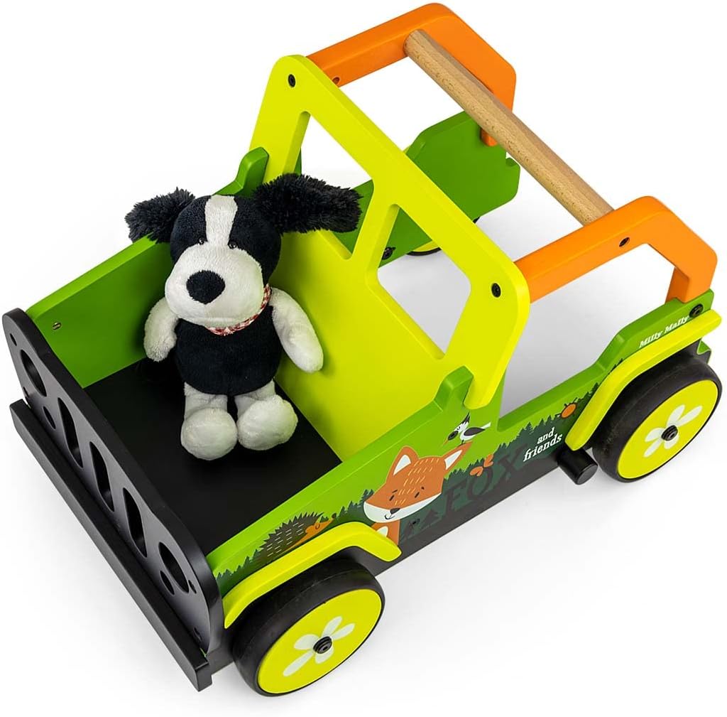 Milly Mally Explorer Kinder Lauflernwagen Holz Baby Push Pull Lauflernhilfe Spielzeug für 1-3 Jahre