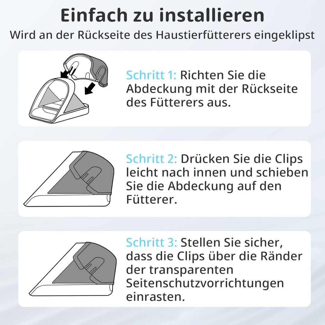 Aufsteckbare Haube, Hintere Abdeckung für Mikrochip-Futterautomat für Haustiere, Hartnäckige Haustie