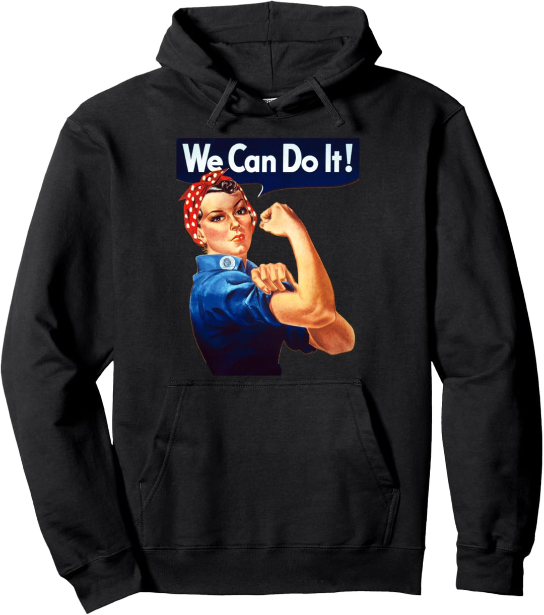 Rosie The Riveter Poster We Can Do It Feminist Retro Pullover Hoodie